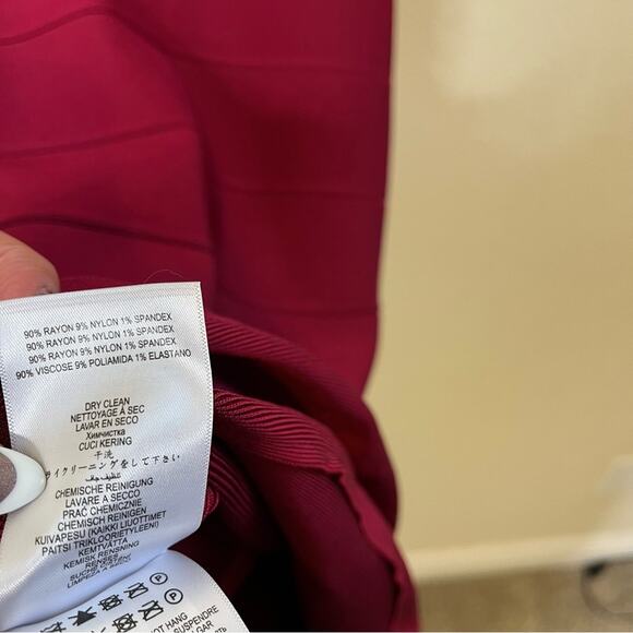 NWT Herve Ledger Cross Bandage Icon Dress In Dark Maroon Womens Size XXS - Picture 9 of 9